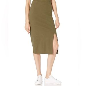 NWOT Veronique High Waist Slit Skirt, Military Olive color